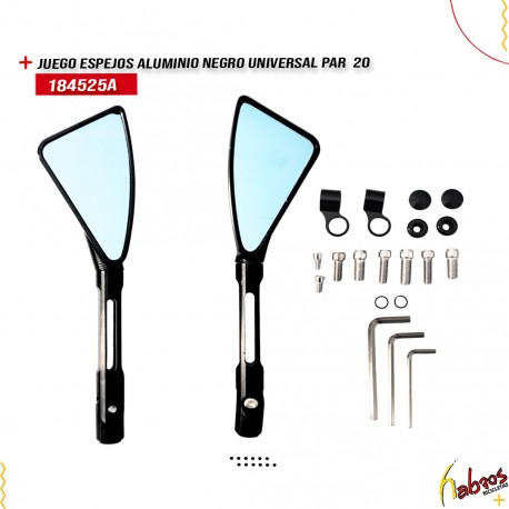 (184525A)JUEGO DE ESPEJOS ALUMINIO NEGRO UNIVERSAL PAR  20