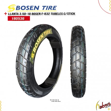 (180536)LLANTA 3.50-18 BOSEN F-832 TUBELES C/STICK