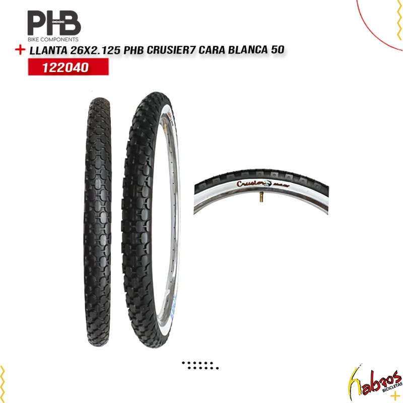 (122040)  LLANTA R-26X2.125 PHB CARA BLANCO 50