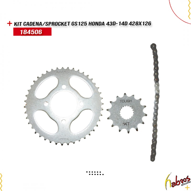 (184506)KIT CADENA SPROCKET GS125 honda 43D-14D 428X126