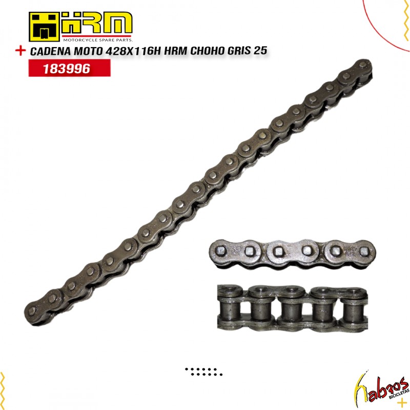 (183996)CADENA MOTO 428X116H HRM CHOHO GRIS 25