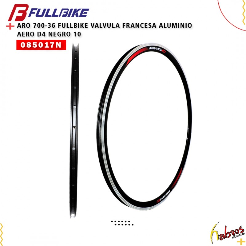 (085017N)ARO 700-36 FULLBIKE VÁLVULA FRANCESA ALUMINIO  AERODINÁMICO D4 NEGRO 10
