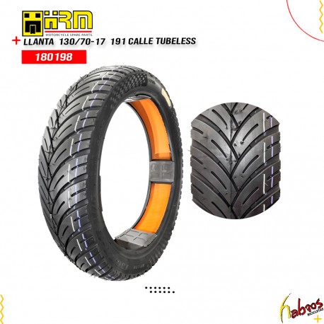 (180198)LLANTA 130/70-17 HRM 191 CALLE TUBELESS