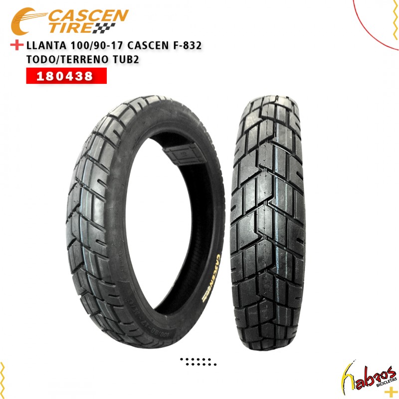 (180438) LLANTA 100/90-17 CASCEN F-832 TODO TERRENO TUBELES