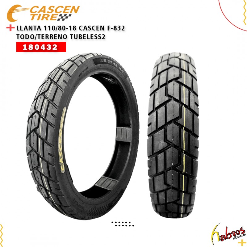 (180432) LLANTA 110/80-18 CASCEN F-832 TODO TERRENO TUBELES 2
