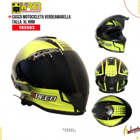 (185503) CASCO MOTOCICLETA VERDEAMARELLA TALLA XL HRM