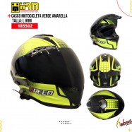 (185502) CASCO MOTOCICLETA VERDEAMARELLA TALLA L HRM