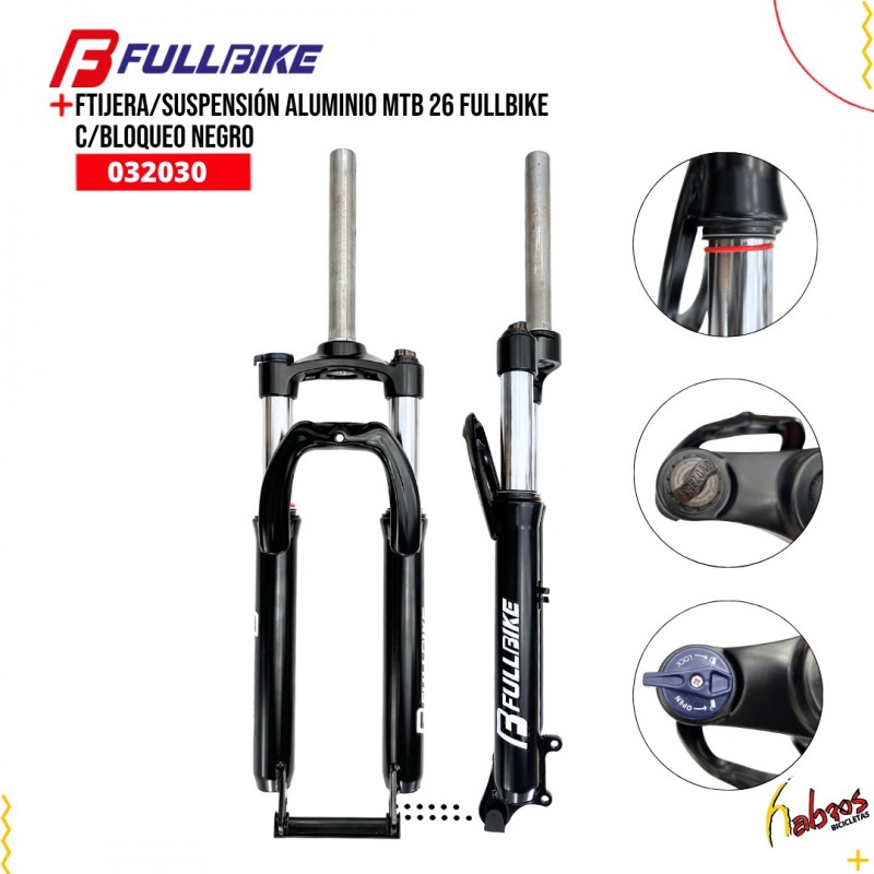 (032030) TIJERA/SUSPENSION ALUMINIO MTB 26 FULLBIKE CON BLOQUEO COLOR NEGRO