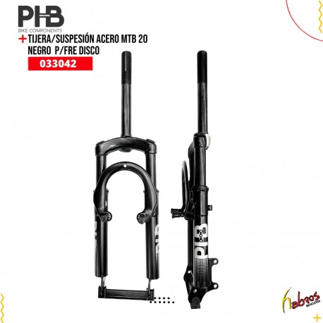 (033042) TIJERA CON SUSPENCION ACERO MTB 20 NEGRO  PARA FRENO DE DISCO